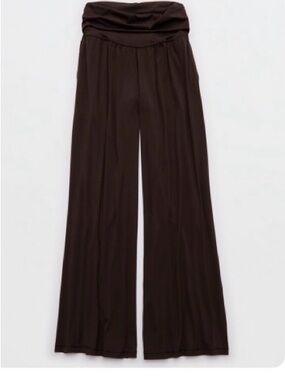 Aerie Offline Foldover Super Wide-Leg Pants - Brown